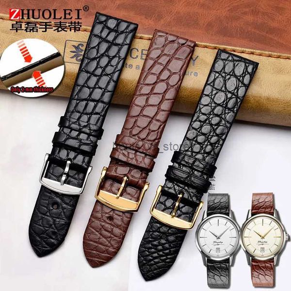 Bracelets pour tout bracelet luxueux en peau de Crocodile véritable, bracelet fin en cuir pour hommes 12 13 18 20 22mm H240330