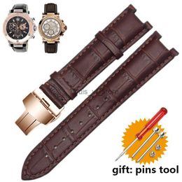 Bandes bracelet en cuir véritable pour bracelet GC 22*13mm 20*11mm bracelet cranté avec boucle papillon en acier inoxydable H240330