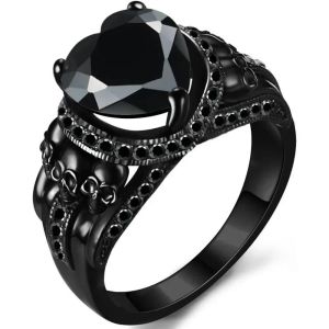 Groupes bijoux gothiques Black Skull Anneaux de motard