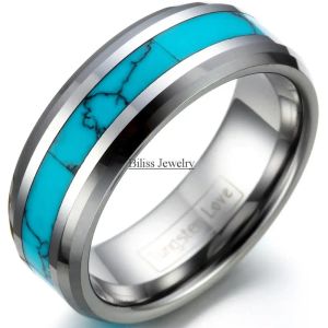 Banden Hoge kwaliteit Noble Comfort Fit Synthetische inlay Tungsten Ring Mens Ladies Aniversary Engagement Wedding Ring 1pcs
