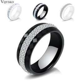 Banden Hoge Qulity Women Sieraden Ring Groothandel Zwart -wit eenvoudige stijl Comly Crystal Ceramic Rings voor vrouwen