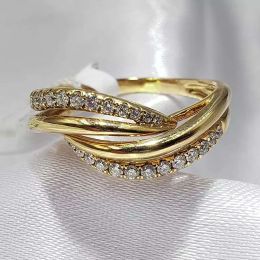Banden Huitan 2022 Nieuwe trendy ringen voor vrouwen van hoge kwaliteit goudkleur briljante kubieke zirconia vingerrings bruiloft verloving sieraden