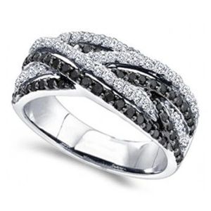 Bands Huitan Persoonlijkheid Zwart/Wit Kubieke Zirconia Vrouw Ringen voor bruiloft Uniek ontwerp Coole meisjes Fingerring Party Sieraden Gift