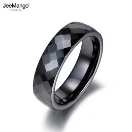 Bands Jeemango Trendy Black White Cutting Ceramics Rings sieraden klassieke bruiloft verlovingsringen voor vrouwen Anneaux Anillos JR18014