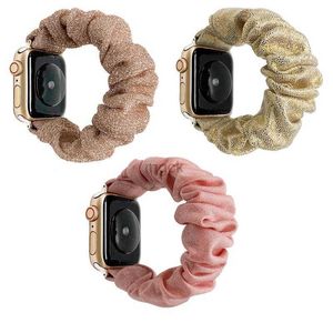 Bands Ladies Hairband Strap Scrunchie Elastic Watch Band pour Iwatch Band 38mm / 42mm Series 5 4 3 Bracelet Imprimé Watch Accessories Cadeaux 12 Couleurs 240308