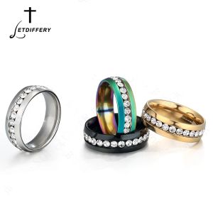 Bandes Letdiffery 316l Charme en acier inoxydable 6 mm Anneaux pour couple 4 couleurs Ring anniversaire cadeaux bijoux pour hommes femmes