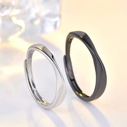 Banden Nieuwe mode zwart wit glad paar ring klassiek sun moon bord verstelbare ring voor mannen dames bruiloft sieraden valentijn cadeau