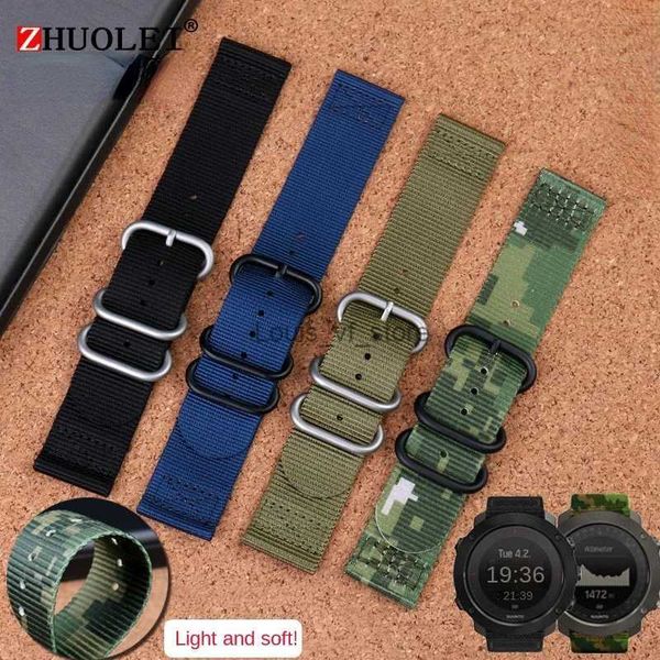 Bandas Banda de nylon ultra delgada suave transpirable Correa de gran tamaño 22 mm 23 24 mm 26 mm Ejército verde azul camuflaje Pulsera Hombres pulsera H240330