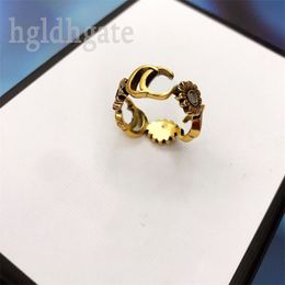 Bands ring voor vrouwen designer ring luxe bloem letters dubbele G vintage eenvoudige klassieke stijlen dames paar diamanten ringen turkoois accessoires chique ZB038 F23