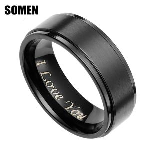 Banden sommen 8mm mannen zwarte geborstelde titaniumring met 