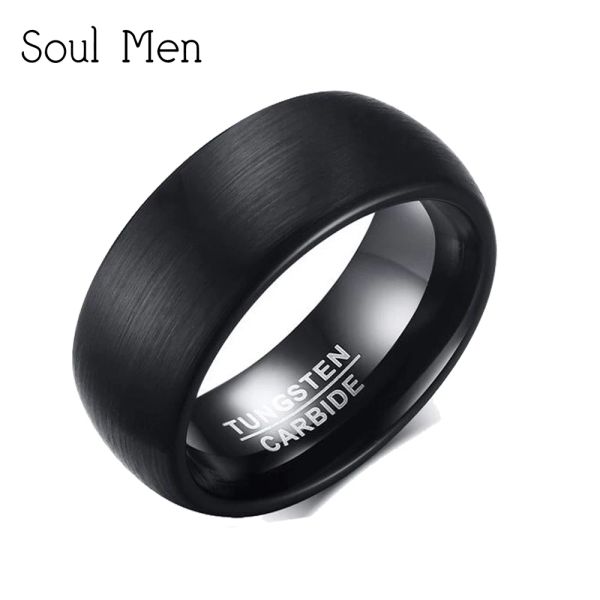 Bands Soul Men 8 mm Black Dome Matte Tungsten Carbure de mariage ANGLAGES CASSIQUE BIENDRICES DE FINGES CASS