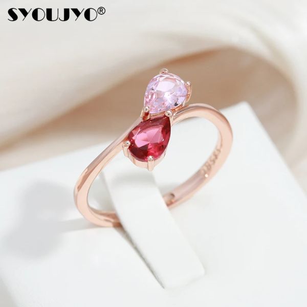 Groupes Syoujyo Pink Natural Zircon SIMPLE SLIM SLIM pour les femmes 585 Rose Golden Romantic Jewelry Gift