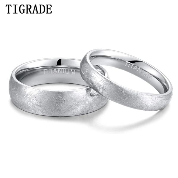 Bandes Tigrade 4mm 6 mm Titanium Ring Dome Brossed Special Scratch Design Band Mariage Confort Fit Taille 513