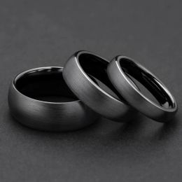 Bandes Tigrade en céramique brossé Black Black pour hommes femmes 4/6 / 8 mm de largeur Tendy Male Anneau de mariage Matte anillos Mujer Plus taille