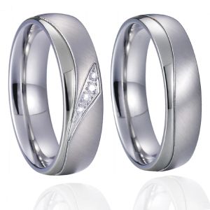 Bandes Alliances de mariage de qualité supérieure Couleurs en or blanc couple de coups de mariage ensemble pour les hommes et les femmes bijoux en acier inoxydable ne s'estompe jamais