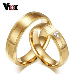 Bandes vnox 2pcs / lots Couple Ring 316l Engagement en acier inoxydable Bijoux Goldcolor pour l'amour
