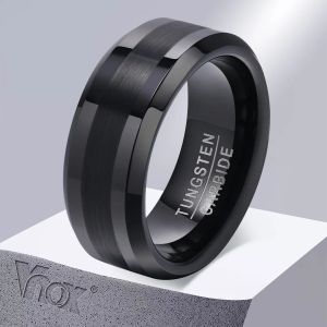 Bandes vnox 8 mm band de mariage en tungstène pour hommes, anneau en métal anti-grattement, couleur de mariage silaire en argent noir simple