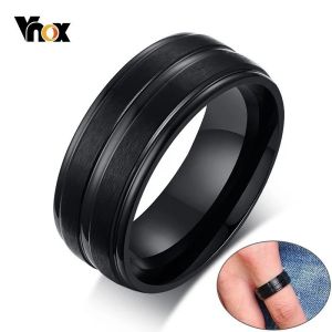 Bandes Vnox Basic Mens 8 mm Anneaux de mariage noir