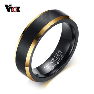 Bands Vnox Tungsten Carbide Wedding Bands 6mm Goud Kleur Lijn Ring Zwart Mat Afgewerkt Mannelijke Engagement Anel Sieraden