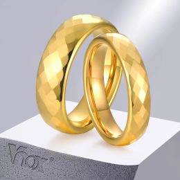 Bandas Anillos de boda de tungsteno VNOX para parejas, banda de dedo de rombo multifacético, 4 mm/6 mm para mujeres Joyas de compromiso de promesa