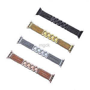 Les groupes regardent pour la montre de watch metal sangle 3 4 5 6 7 chaînes de série générations de bracelet de bracelet de bracelet de chaîne de denim universel Iwatch 240308