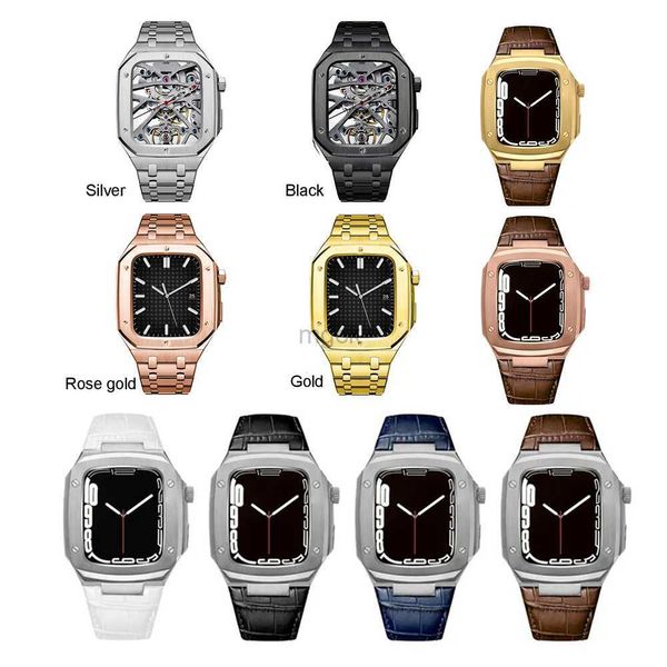 Bands Watch Luxury Mod Kit Cas de protection en acier inoxydable Coque en acier coque en cuir Crocodile STRAP DIY COUVERTURE BRACEAT BRACELET POUR LA SÉRIE DE MONTRATION 4 5 6 7 8 240308