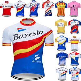 Banesto équipe pro Maillot de cyclisme vtt Ropa Ciclismo hommes femmes été cyclisme Maillot vélo Jersey porter 2202262823