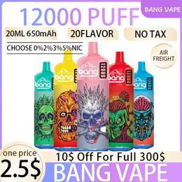 Bang Puff Bangvape 12k Vaper Vapes jetables stylo E Puffes de cigarette 12000 Desechable Tastefog 20ml 20K 9K 18K 15K 25K