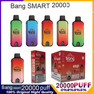 Bang 20000 Puff 20k Puff 28ml Préchargement 650mAh Vape Disposable Rechargeable Pen Spos 0% 2% 3% 5% Affichage intelligent Bang