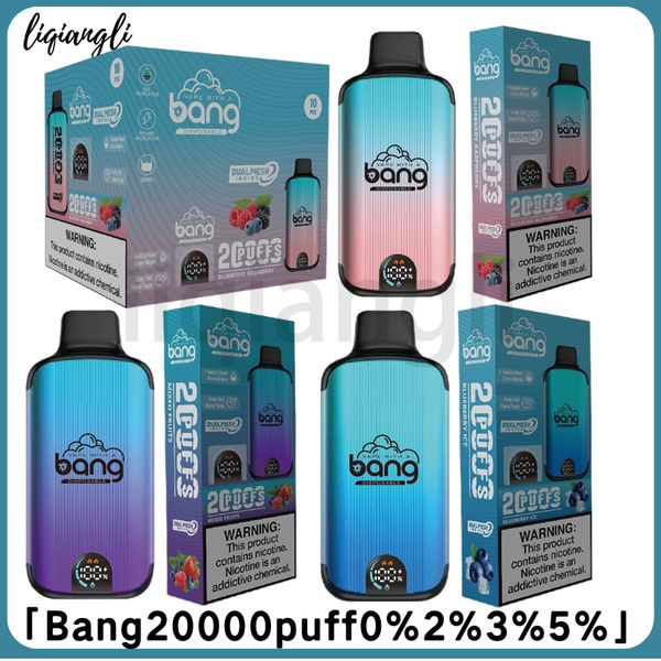 Bang 20000 Puff 20k Puff Disposable Vape Pen 28 ml 650 MAh Cigarette électronique jetable rechargeable 0% 2% 3% 5% 12 Color Smart Affichage.