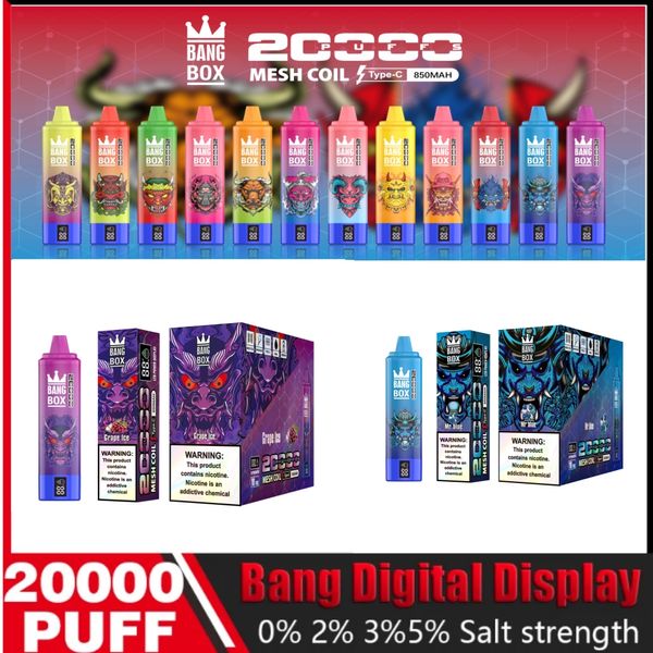 Bang 20000 inhalaciones Cigarrillos electrónicos desechables Vainas de vapor Batería recargable de 850 mAh Dispositivos de jugo de vape Vaporizadores de malla dual 20k inhalaciones 20000 inhalaciones 15000 inhalaciones 12k