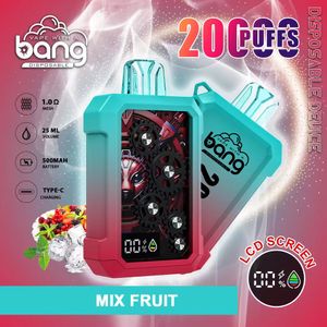 Bang 20000 Puffs LCD Screen Vape Dlissable E Cigarettes Puff 20K 0% 2% 3% 5% 25 ml POD PRÉFULTE