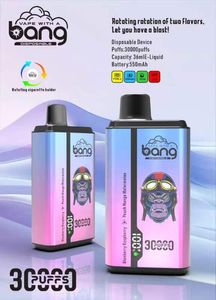 Bang 30000 Puff Disposable Vape Rechargeable E Cigarettes Mesh Coil 36 ml E-Liquid Puff 30k Vaper 0% 2% 3% 5% Big Puff Disposable Electronic Cigarette Intelligent Affichage