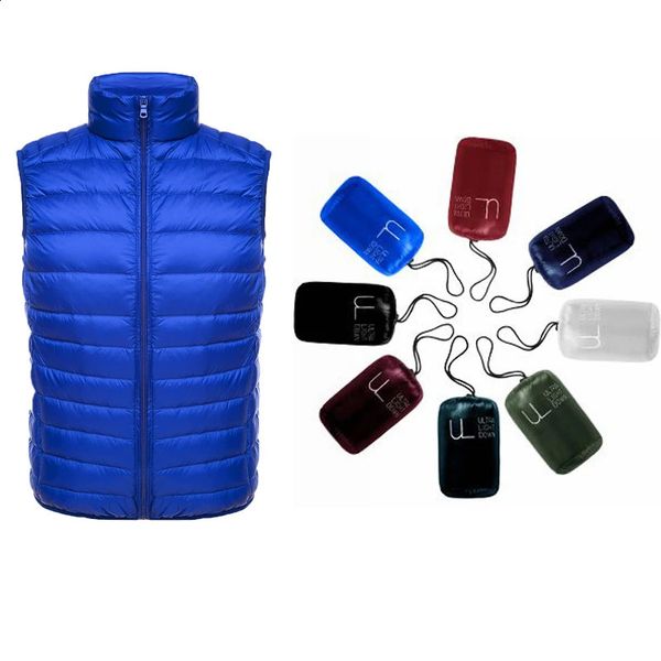 Bang 6XL hommes sans manches chaud gilet Ultra léger vers le bas homme hiver solide veste hommes léger imperméable gilets 240314