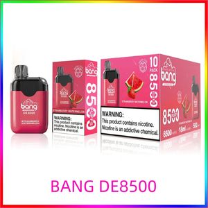 Bang 8500 Puffs Kit de cigarette électronique rechargeable jetable Vape Box Mesh Coil 550mAh Batterie 18ml Pods préremplis Chariots Vapeurs Crazvapes BANG DE8500