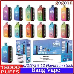 Bang 9000-18000 Puffs Vape jetables Cigarettes électroniques Puff 9k 18k 28ml Double maille 650mAh Affichage de puissance intelligent rechargeable Stylo à deux modes