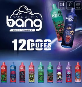 Bang Box 12000 Puffs Disposable E Cigarettes Vape Pod Device 650mAh Batterie 23ML Stick Cartridge préfabillé VS Puff 12000 12K 9000 9K 15000 15K BOX ELF 12000 RAZZ BAR