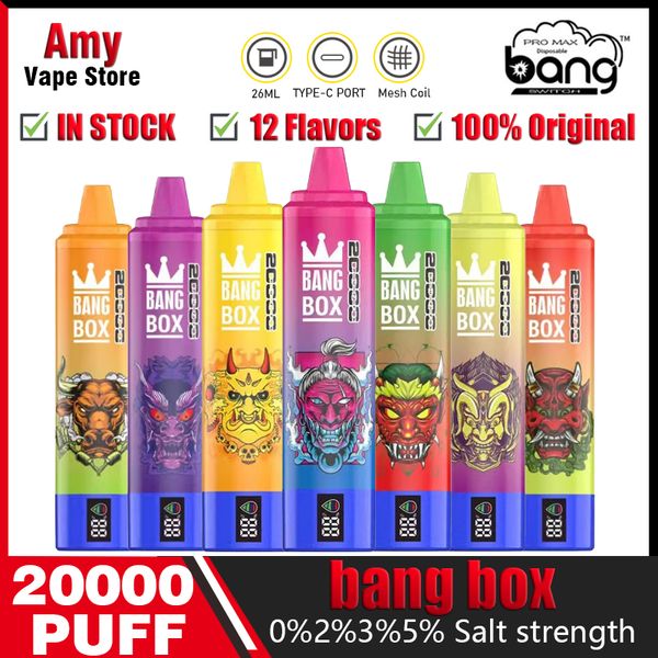 Bang Box 20000 Puffs 20k Puff 20000 Smart Screen Tornado Electronic Cigarettes Disposables Pod préfabillés 650mAh Batterie rechargeable Vaper Razz Bar VS RANDM 15000