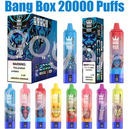 Bang Box 20000 Puffs Desechables Vape E Cigarrillos Pantalla inteligente 0% 2% 3% 5% Puff 20k 35ml Pod precargado Bobina de malla 850mah Batería recargable Vaper Pantalla digital Pluma