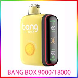 Bang Box 9000 trekjes in de Pulse-modus en Bang Box 18000 trekjes in de normale modus Wegwerpvape 28 ml Voorgeladen 650mAh Oplaadbaar Intelligente weergave van kracht Crazvapes