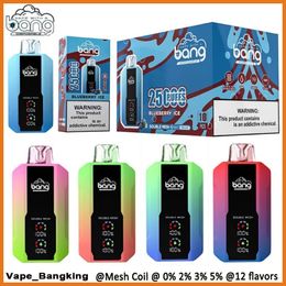 Bang Box Big 25k Puffs Puff 25000 Vape Vape Authentic Vapers Vapers LCD Écran Cigarettes électroniques rechargeables 0% 2% 3% 5% 12 Couleurs Système de stylo