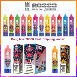 Bang Box Puff 20000 20K Puffs wegwerp E Sigaretten 0% 2% 3% 5% 35 ml E-vloeistof Mesh Mesh Coil Oplaadbare vape vs Fumot Randm 15K Puffs 12 kleuren Vaper LED Display Vapes