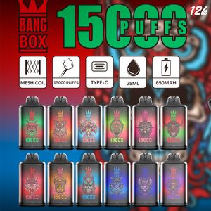 Bang Box-S1 15000puffs Disposable VapePen E Cigarette Reccharaliy Atomizer 15kpuff Mesh Coil C-Type Charging Port Pods650mAh Puff 15k E-cigarette 0% 2% 3% 5% 12 FLAVORS