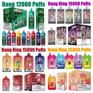 Bang King 12000 15000 25000 Puffs Disposable Vape E Cigarettes Smart Screen Puff 12k 15K 25K CRISTAL 20ML POD PRÉFULTE POD 650MAH DU DIAL POD RECHARGable Pen