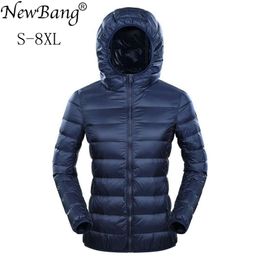 Bang Merk 7XL 8XL Down Jacket Dames Hooded Ultra Light Plus Feather Winter Dunne Warm Windbreaker Jassen 210923