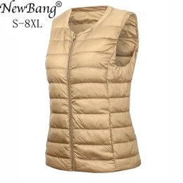 Bang Brand 7XL 8XL grande taille gilet femmes gilet chaud Ultra léger vers le bas gilet femmes Portable sans manches hiver doublure chaude 240125