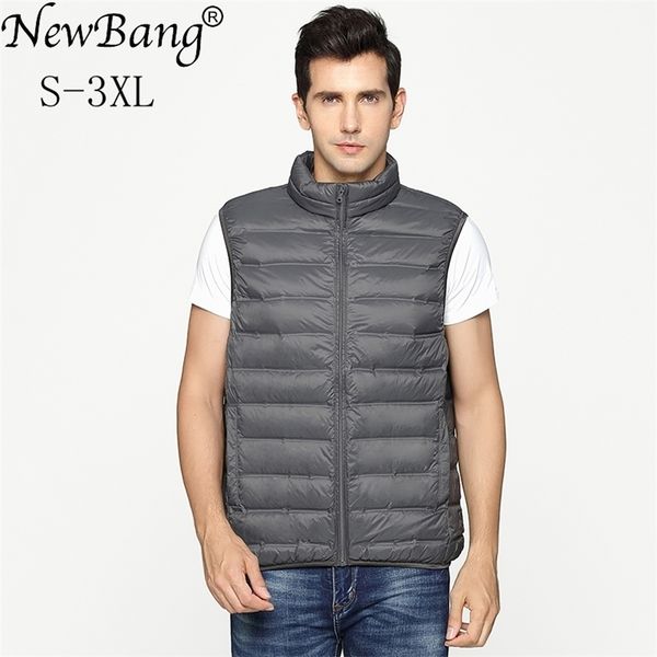 Bang Brand hommes vers le bas gilet Ultra léger hommes Portable col en v sans manches mâle hiver coupe-vent chaud léger manteau 210819