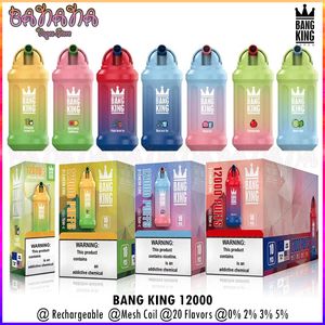 Bang King 12000 trekjes Wegwerp vape-systeem Bladerdeeg 12K oplaadbare e-sigarettenset Voorgevulde 23 ml podcartridges Mesh Coil Vaper 0% 2% 3% 5%