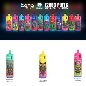 Bang King 12000 Puffs Vapes jetables stylo 12k E Cigarette 0% 2% 3% 5% Vaporisateur de niveau 650mAh Bobine de maillage rechargeable 23 ml Vapes pré-remplies