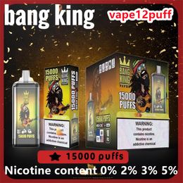 Bang King 15000 e-cigarettes jetables, vape originale la plus vendue pré-chargée batterie 650mahpod rouleau de maille 25ml bouffée 15000 boîte de e-cigarette, teneur en nicotine 0% 2% 3% 5%